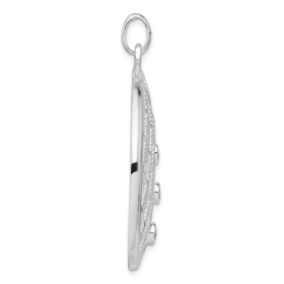 Sterling Silver White CZ Woven Circle Pendant - Picture 2 of 4
